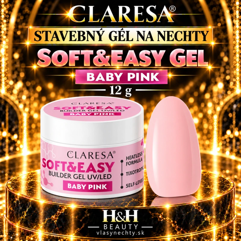 CLARESA STAVEBNÝ GÉL NA NECHTY SOFT&EASY GEL BABY PINK 12G