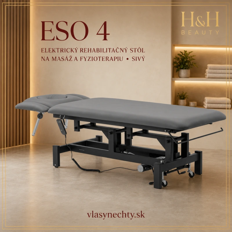 Elektrický rehabilitačný stôl na masáž a fyzioterapiu Eso 4 sivý