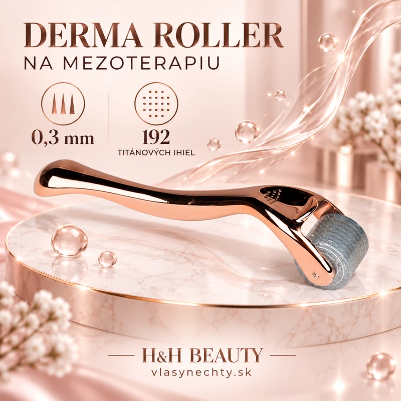 DERMA ROLLER NA MEZOTERAPIU ROSE GOLD 0,3mm 192 TITÁNOVÝCH IHIEL