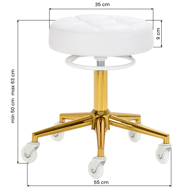 Taboret fryzjerski Gabbiano D054G biało-złoty 5