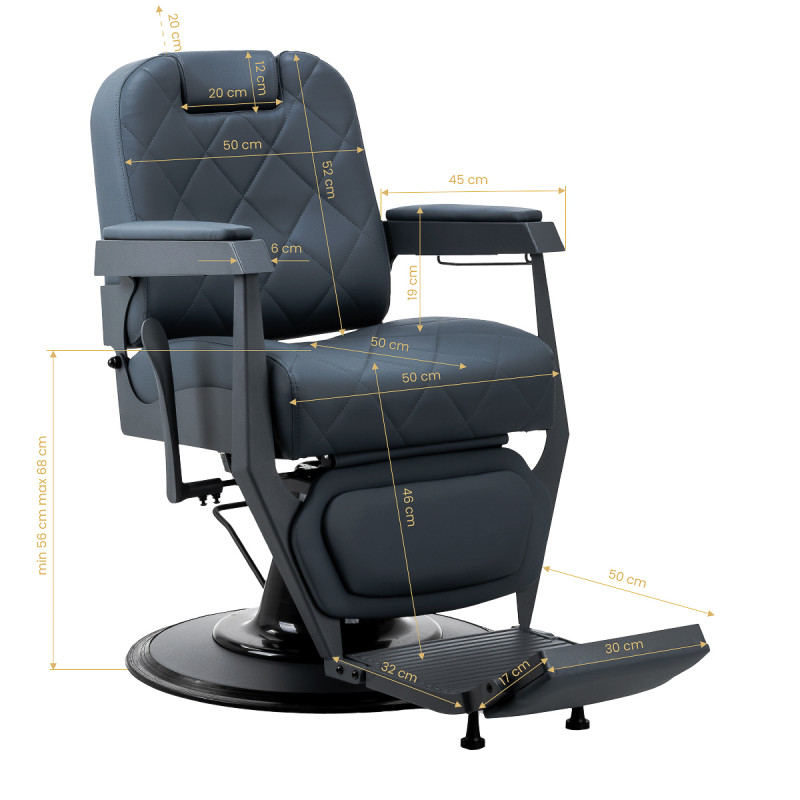 BARBERSKE KRESLO GABBIANO Bruno s grafitovým rámom Graphite 17