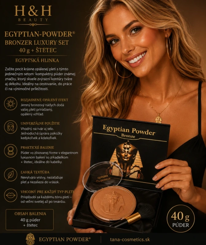 Egyptian Powder púder Luxury set 40g + štetec - egyptská hlinka bronzer