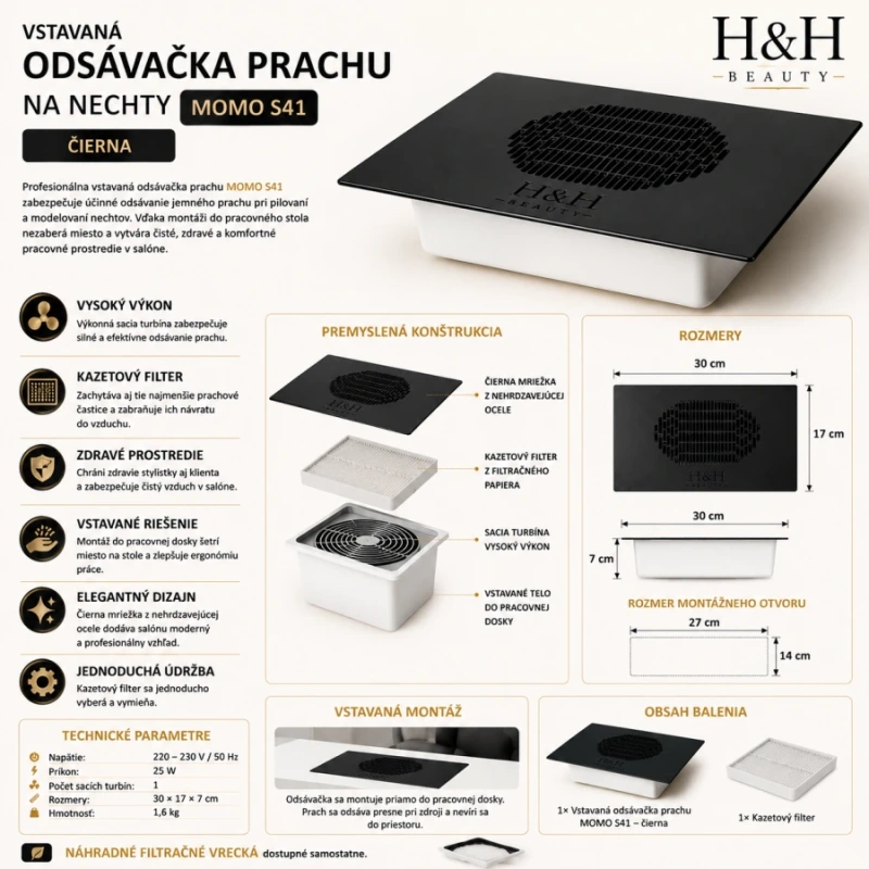VSTAVANÁ ODSÁVAČKA PRACHU NA NECHTY MOMO S41 ČIERNA 6