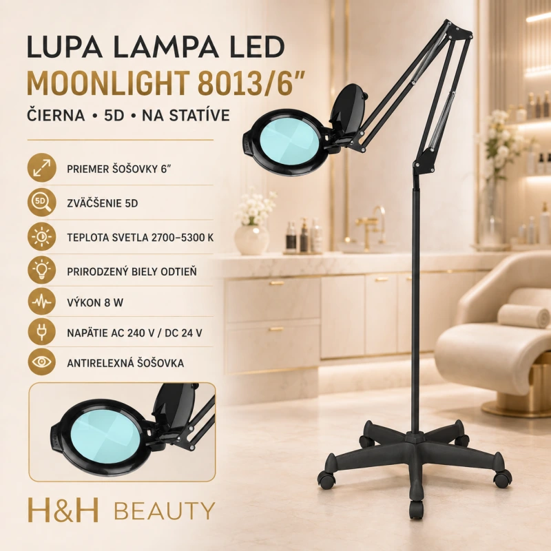 LUPA LAMPA LED MOONLIGHT 8013/6" ČIERNA NA STATÍVE