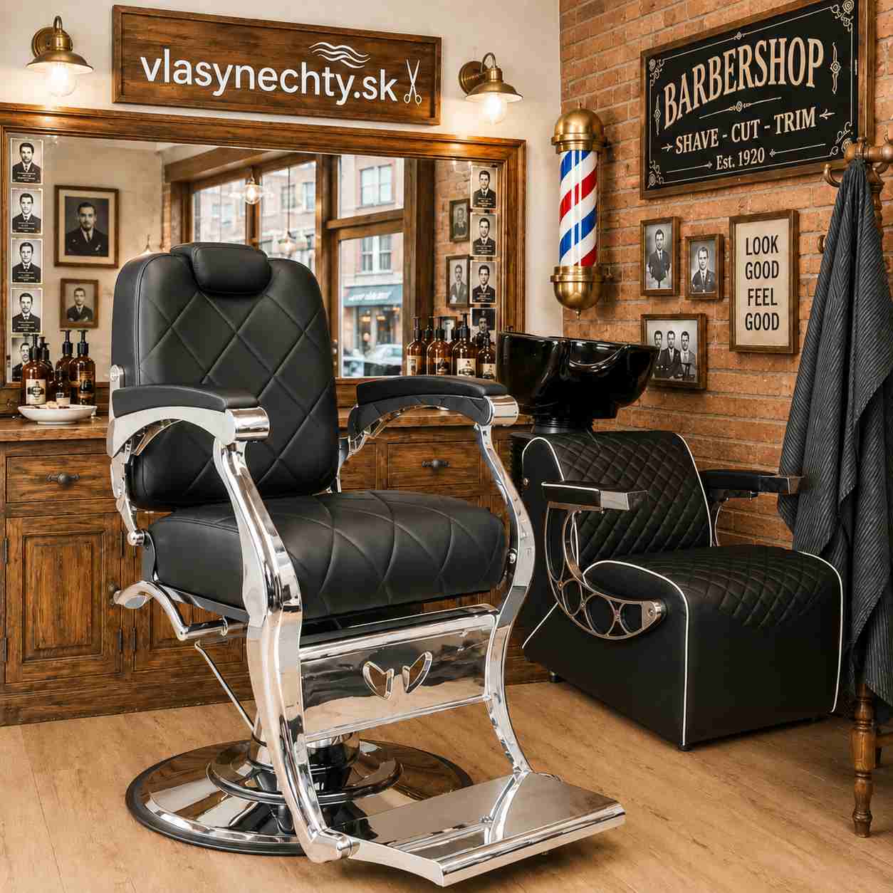 Barberské kreslá a umyvacie boxy